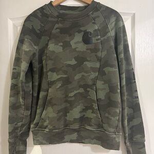 Carhartt Green Crewneck Sweater with Camouflage Design